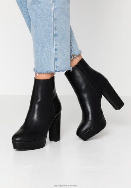 Z62T2059 Women Anna Field High Heeled Ankle Boots Black