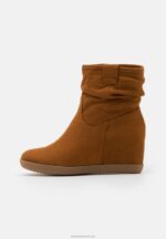 Z62T2064 Women Anna Field Winter Boot Wedge Ankle Boots Cognac - Image 2