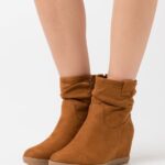 Z62T2064 Women Anna Field Winter Boot Wedge Ankle Boots Cognac