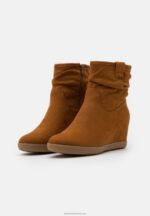 Z62T2064 Women Anna Field Winter Boot Wedge Ankle Boots Cognac - Image 3