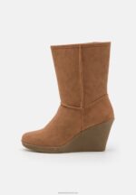 Z62T2065 Women Anna Field Winter Boot Wedge Ankle Boots Cognac - Image 2