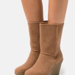 Z62T2065 Women Anna Field Winter Boot Wedge Ankle Boots Cognac
