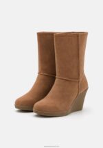 Z62T2065 Women Anna Field Winter Boot Wedge Ankle Boots Cognac - Image 3