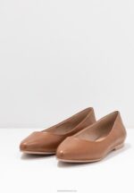 Z62T2066 Women Anna Field Leather Ballet Pumps Cognac - Image 5