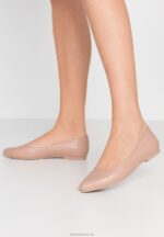 Z62T2069 Women Anna Field Leather Ballet Pumps Beige