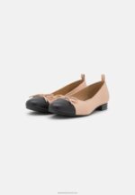 Z62T2073 Women Anna Field Leather Ballet Pumps Beige - Image 3