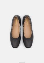 Z62T2085 Women Anna Field Leather Comfort Ballet Pumps Black - Image 6