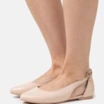 Z62T2086 Women Anna Field Leather Ballet Pumps Beige