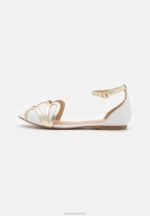 Z62T2087 Women Anna Field Leather Peeptoe Ballet Pumps White - Image 2