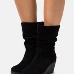 Z62T2219 Women Anna Field Leather Winter Boots Black