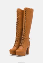 Z62T2221 Women Anna Field Lace-Up Boots Cognac - Image 3