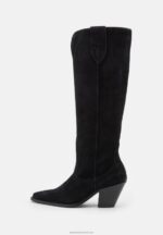 Z62T2225 Women Anna Field Leather Cowboy/Biker Boots Black - Image 2