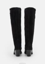 Z62T2225 Women Anna Field Leather Cowboy/Biker Boots Black - Image 4