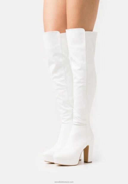 Z62T2233 Women Anna Field Over-The-Knee Boots White