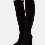 Z62T2239 Women Anna Field Leather Over-The-Knee Boots Black