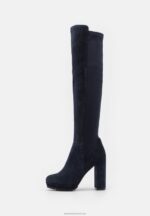 Z62T2243 Women Anna Field Leather Over-The-Knee Boots Dark Blue - Image 2