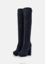 Z62T2243 Women Anna Field Leather Over-The-Knee Boots Dark Blue - Image 3