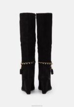 Z62T2251 Women Anna Field Leather Wedge Boots Black - Image 4