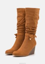 Z62T2252 Women Anna Field Wedge Boots Cognac - Image 3