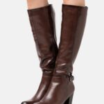 Z62T2255 Women Anna Field High Heeled Boots Dark Brown