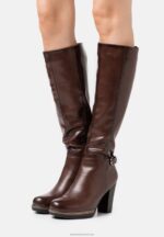 Z62T2255 Women Anna Field High Heeled Boots Dark Brown
