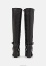 Z62T2257 Women Anna Field Leather High Heeled Boots Black - Image 4