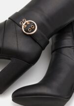 Z62T2257 Women Anna Field Leather High Heeled Boots Black - Image 6