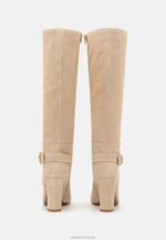 Z62T2258 Women Anna Field Leather High Heeled Boots Beige - Image 4