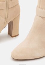 Z62T2258 Women Anna Field Leather High Heeled Boots Beige - Image 6