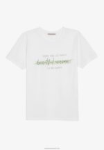 Z62T239 Women Anna Field Print T-Shirt White - Image 4