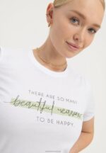 Z62T239 Women Anna Field Print T-Shirt White - Image 5