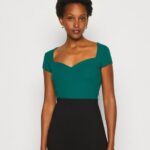 Z62T240 Women Anna Field Print T-Shirt Dark Green