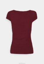 Z62T243 Women Anna Field Print T-Shirt Dark Red - Image 2