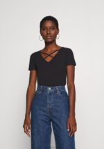 Z62T249 Women Anna Field Print T-Shirt Black