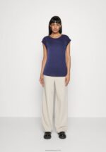 Z62T253 Women Anna Field Print T-Shirt Dark Blue - Image 2