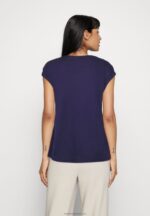 Z62T253 Women Anna Field Print T-Shirt Dark Blue - Image 3