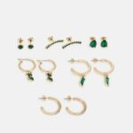 Z62T2659 Women Anna Field 6 Pack Earrings Green/Gold-Coloured