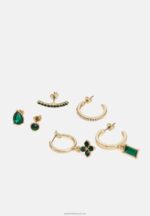 Z62T2659 Women Anna Field 6 Pack Earrings Green/Gold-Coloured - Image 3
