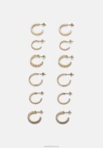 Z62T2661 Women Anna Field 6 Pack Earrings Gold-Coloured