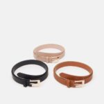 Z62T2726 Women Anna Field 3 Pack Belt Black/Cognac/Pink