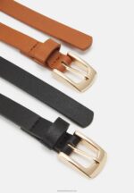 Z62T2727 Women Anna Field 2 Pack Belt Black/Cognac - Image 2
