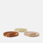 Z62T2730 Women Anna Field 3 Pack Belt Cognac/Beige/Pink