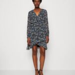Z62T27 Women Anna Field Day Dress Black/Multi Coloured