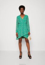 Z62T28 Women Anna Field Day Dress Green/Multi Coloured - Image 2