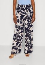 Z62T619 Women Anna Field Trousers Black/Off White/Multi Coloured