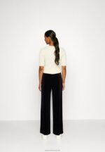 Z62T621 Women Anna Field Velvet Wide Leg Trousers Trousers Black - Image 3