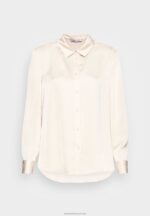 Z62T667 Women Anna Field Button-Down Blouse Nude - Image 4