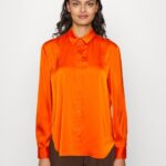 Z62T669 Women Anna Field Button-Down Blouse Orange