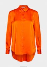 Z62T669 Women Anna Field Button-Down Blouse Orange - Image 4