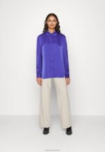 Z62T674 Women Anna Field Button-Down Blouse Dark Blue - Image 2